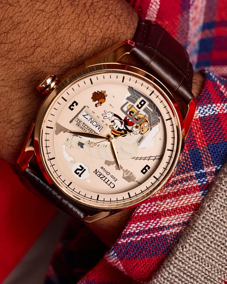 Hometown Mickey Mouse Beige Dial Leather Strap AW0088-04W | CITIZEN Hometown Mickey Mouse Beige Dial Leather Strap AW0088-04W | CITIZEN